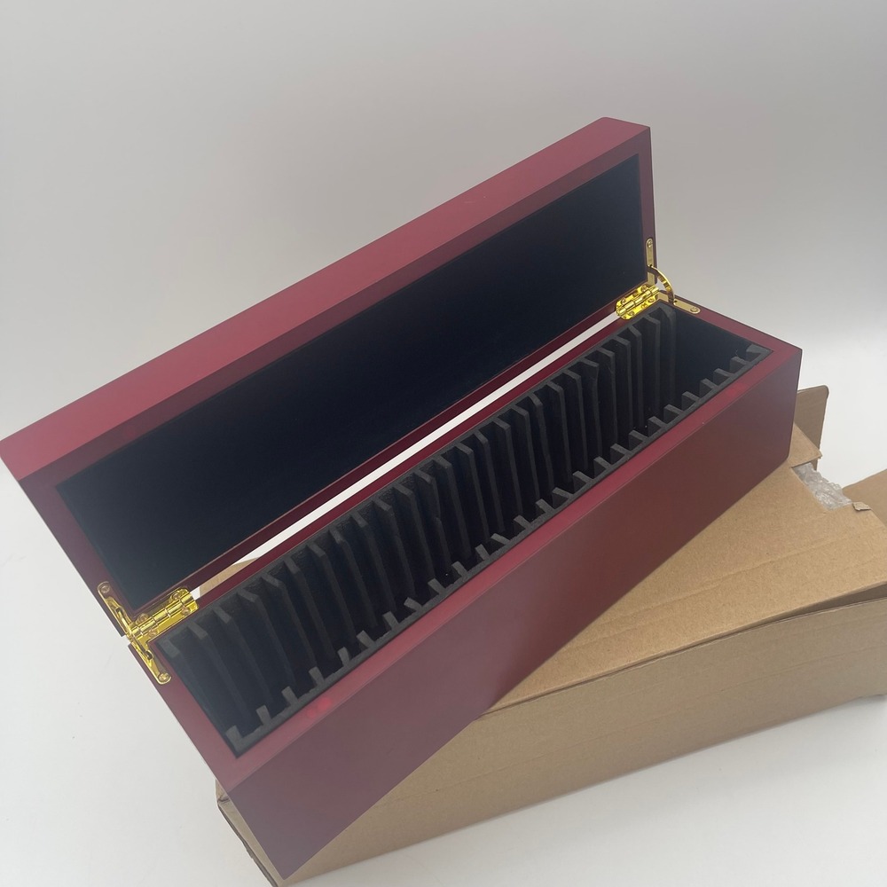 Wooden 20‎ Slot Graded Coin Slab Storage Box Cherry Finish Domed Lid Case